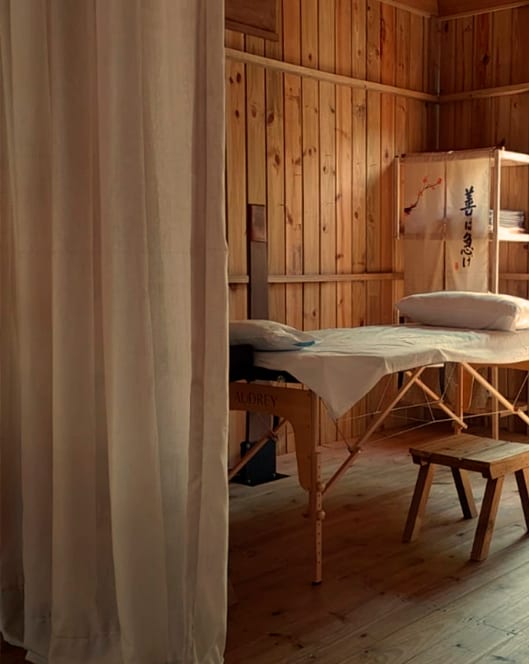 Sala de atendimento de Shiatsu no Kominka Dojo